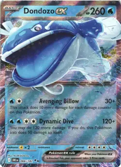 DONDOZO EX 066/182 DOUBLE RARE DESTINED RIVALS POKEMON NEAR MINT - Image 2