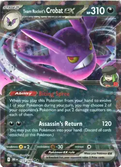 TEAM ROCKET'S CROBAT EX 122/182 DOUBLE RARE DESTINED RIVALS POKEMON NEAR MINT - Image 2