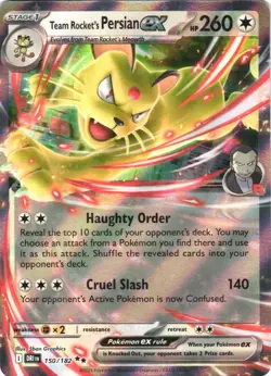 TEAM ROCKET'S PERSIAN EX 150/182 DOUBLE RARE DESTINED RIVALS POKEMON NEAR MINT - Image 2