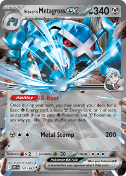 STEVEN'S METAGROSS EX 145/182 DOUBLE RARE DESTINED RIVALS POKEMON NEAR MINT - Image 1