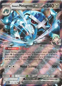 STEVEN'S METAGROSS EX 145/182 DOUBLE RARE DESTINED RIVALS POKEMON NEAR MINT - Image 2