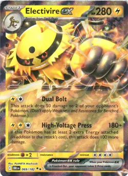 ELECTIVIRE EX 069/182 DOUBLE RARE DESTINED RIVALS POKEMON NEAR MINT - Image 2