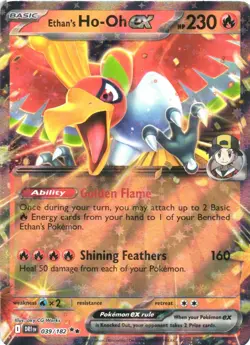 ETHAN'S HO-OH EX 039/182 DOUBLE RARE DESTINED RIVALS POKEMON NEAR MINT - Image 2