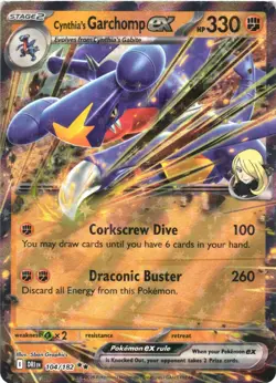 CYNTHIA'S GARCHOMP EX 104/182 DOUBLE RARE DESTINED RIVALS POKEMON NEAR MINT - Image 2