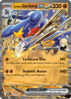 CYNTHIA'S GARCHOMP EX 104/182 DOUBLE RARE DESTINED RIVALS POKEMON NEAR MINT - Image 1