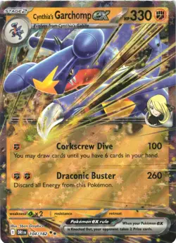 CYNTHIA'S GARCHOMP EX 104/182 DOUBLE RARE DESTINED RIVALS POKEMON NEAR MINT - Image 2