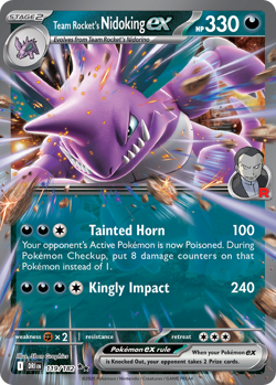 TEAM ROCKET'S NIDOKING EX 119/182 DOUBLE RARE DESTINED RIVALS POKEMON NEAR MINT - Image 1