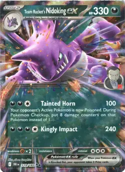 TEAM ROCKET'S NIDOKING EX 119/182 DOUBLE RARE DESTINED RIVALS POKEMON NEAR MINT - Image 2