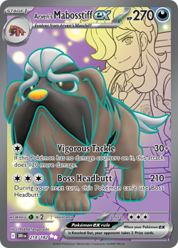 ARVEN'S MABOSSTIFF EX 218/182 ULTRA RARE DESTINED RIVALS POKEMON NEAR MINT - Image 1