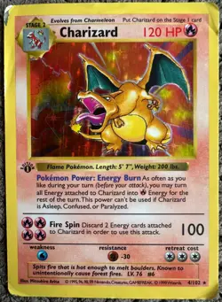1st Edition Shadowless Charizard Base Set 4/102 Holo 1999 Pokemon - Image 1