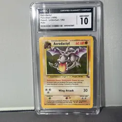 CGC 10 GEM MINT Aerodactyl 1/62 HOLO RARE Fossil Pokemon Card 003 - Image 1