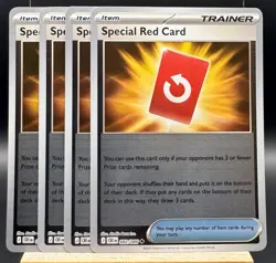 4x Special Red Card 082/086 Reverse Holo Chaos Rising Pokemon TCG Playset NM - Image 1
