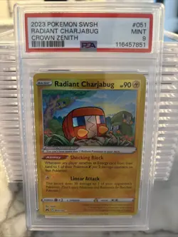 Pokemon TCG Radiant Charjabug Holo Card 051/159 Crown Zenith PSA 9 - Image 1