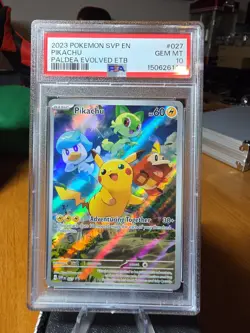 Pokemon Pikachu 027 Scarlet & Violet Promo Holo ETB PSA 10 - Image 2