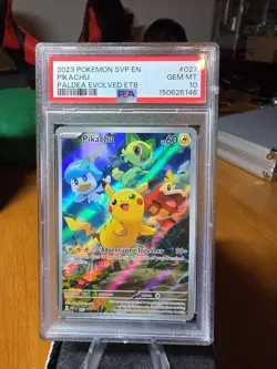 Pokemon Pikachu 027 Scarlet & Violet Promo Holo ETB PSA 10 - Image 3