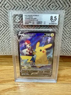 Pikachu V TG16/TG30 Swsh11: Pokemon Lost Origin Trainer Gallery Holo BGS 8.5 - Image 1