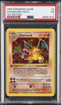 1999 POKEMON GAME 1ST EDITION #4 CHARIZARD-HOLO PSA 1 - Image 1