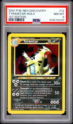 POKEMON TYRANITAR 2001 NEO DISCOVERY 1ST EDITION #12 HOLO PSA 8 NEW CERT - Image 1