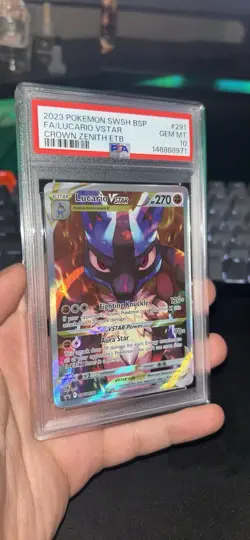 PSA 10 2023 Pokemon Crown Zenith Lucario VSTAR SWSH291 Full Art Promo GEM MT - Image 3