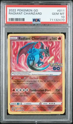 2022 Pokemon Go #011 Radiant Charizard PSA 10 GEM MINT - Image 1
