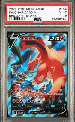 Pokemon Charizard V Brilliant Stars SWSH Full Alt Art 154/172 PSA 9 Mint - Image 1