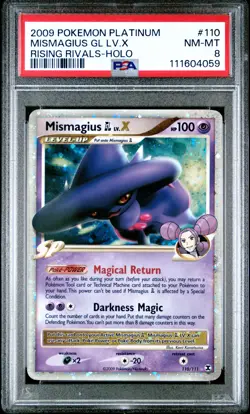 2009 POKEMON PLATINUM RISING RIVALS MISMAGIUS GL LV.X #110 PSA 8 NM #111604059 - Image 1