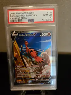 2021 Pokemon Galarian Zapdos V Full Art Chilling Reign PSA 10 - Image 1