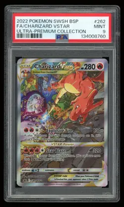 2022 POKEMON SWSH BLACK STAR PROMO #262 FULL ART/CHARIZARD VSTAR PSA 9 - Image 1