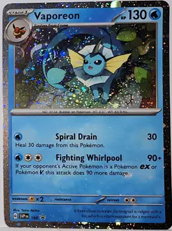 Swirls 🌀 Vaporeon 168 Cosmos Holo Heavily Bleed Error Rare Pokemon TCG ✨ - Image 1