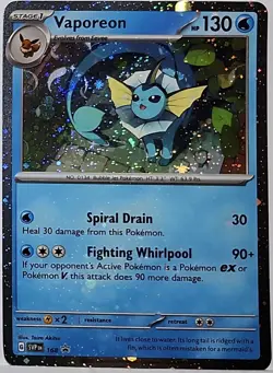 Swirls 🌀 Vaporeon 168 Cosmos Holo Heavily Bleed Error Rare Pokemon TCG ✨ - Image 2