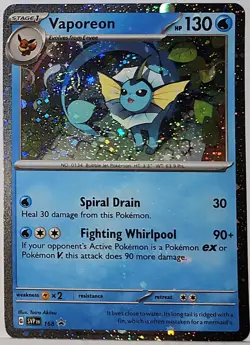 Swirls 🌀 Vaporeon 168 Cosmos Holo Heavily Bleed Error Rare Pokemon TCG ✨ - Image 3