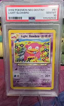 Pokemon PSA 10 Light Slowbro 51/105 Neo Destiny PSA10 Pop 19 - Image 1