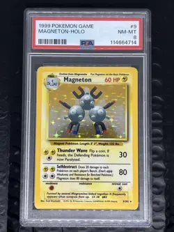 1999 POKEMON GAME BASE SET UNLIMITED #9 MAGNETON HOLO PSA 8 NM - Image 1