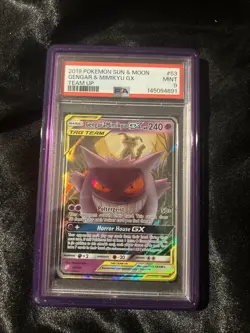 2019 Pokemon Sun & Moon Gengar Mimikyu GX Team-Up #53 PSA 9 Mint - Image 1