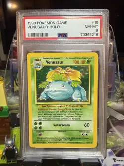 1999 POKEMON BASE SET UNLIMITED #15 VENUSAUR-HOLO PSA 8 - Image 1