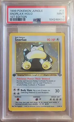 1999 Pokemon Jungle 1st Edition #11 Snorlax - Holo PSA 9 MINT - Image 1