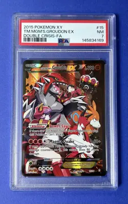 2015 Pokemon XY Team Magma’s Groudon EX Double Crisis FA #15 PSA 7 NM - Image 1