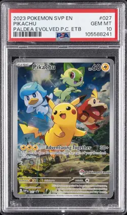 2023 POKEMON SVP EN-SV BLACK STAR PROMO #027 PIKACHU PSA 10 - Image 1