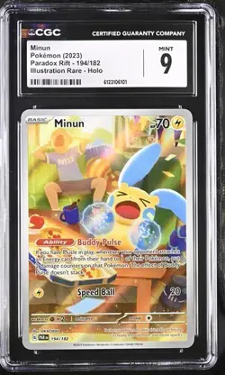 CGC 9 MINUN 194 PARADOX RIFT ILLUSTRATION RARE SCARLET VIOLET POKEMON MINT - Image 1