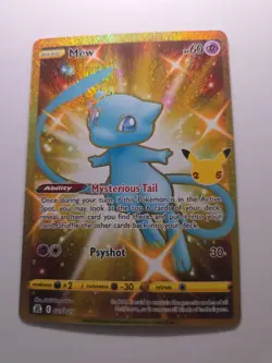 Pokemon TCG Mew 025/025 NM M Celebrations Full Art Ultra Rare Shiny Holo Mint - Image 1