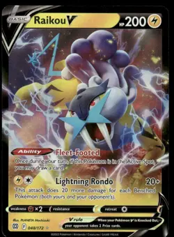 Pokemon Cards Raikou V 048/172 Brilliant Stars Holo V Rare NM *3 - Image 1
