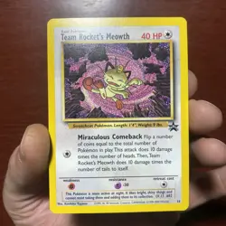 1999 Pokemon Wizards Black Star Promos Team Rocket's Meowth #18 Vintage c425 - Image 1