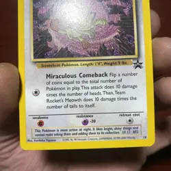 1999 Pokemon Wizards Black Star Promos Team Rocket's Meowth #18 Vintage c425 - Image 3