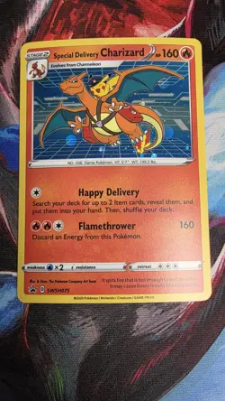 Pokemon Center Exclusive TCG Card Special Delivery Charizard SWSH075 Promo NM - Image 1