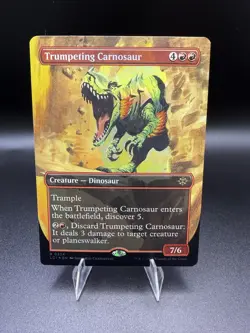 MTG Magic FOIL Trumpeting Carnosaur Borderless Lost Caverns Ixalan 324 NM - Image 1