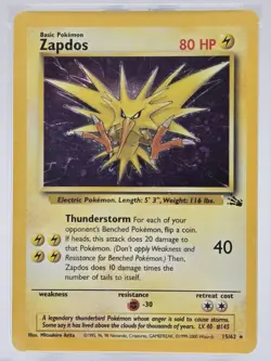 1999 POKEMON FOSSIL ZAPDOS HOLO #15 COSMOS THUNDERSTORM DECK PSA 8 NM-MT VINTAGE - Image 3