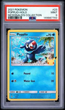 PSA 9 Popplio Holo 2021 Pokemon McDonald's Collection 25th Anniversary #23 - Image 1