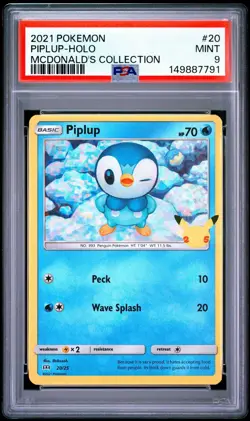 PSA 9 Piplup Holo 2021 Pokemon McDonald's Collection 25th Anniversary #20 - Image 1
