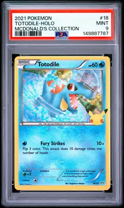 PSA 9 Totodile Holo 2021 Pokemon McDonald's Collection 25th Anniversary #18 - Image 1