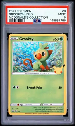 PSA 9 Grookey Holo 2021 Pokemon McDonald's Collection 25th Anniversary #8 - Image 1